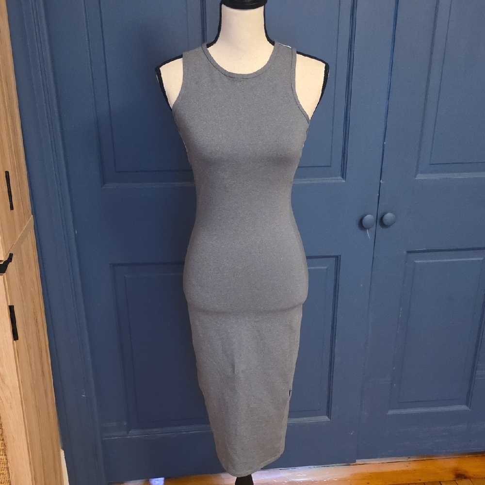 lululemon athletica Picnic Play Bodycon Midi Dress Gray W Aqua Straps Sz 4 - Picture 5 of 9